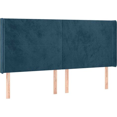 Maison Exclusive - Testiera ad Orecchio Blu Scuro 163x16x118/128 cm in Velluto (1/5)