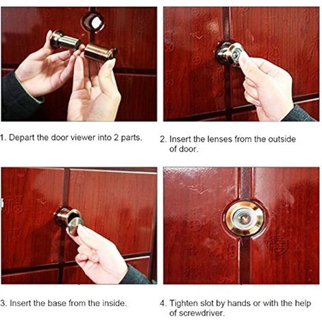 Visionneuse de Porte de 28 mm à Grand Angle de Vision avec Couvercle de confidentialité Robuste Accessoires de Porte antivol en cuivre Pur et Verre Optique (Chrome brossé) (1/5)