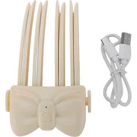 Pince à racine de cheveux rechargeable sans fil chauffante volumisante 4 griffes portable 2 niveaux de température réglables pour maison, voyage beige (1/5)