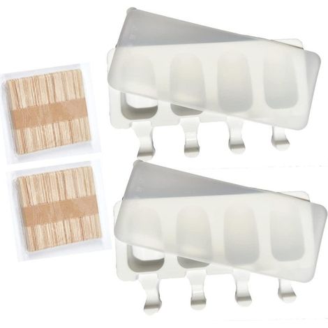 Set de 2 moules à glace en silicone avec couvercles et bâtonnets pour glaces à l'eau