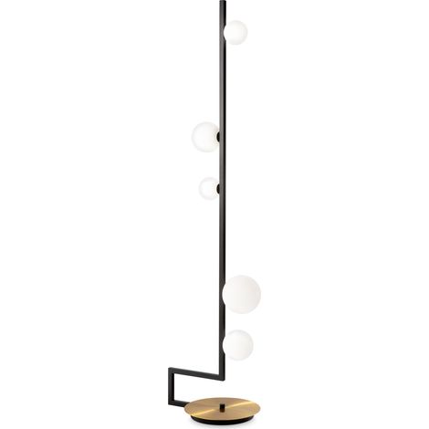 Piantana Industrial-Minimal Birds Metallo Nero 5 Luci G9 3W 3000K Luce Calda