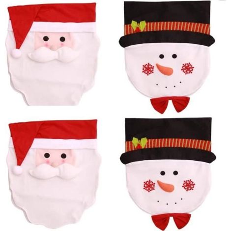 Bezug für Stühle - Weihnachtsmannmütze - 6er-Set - Rot - Vliesstoff - Weihnachtsdekoration