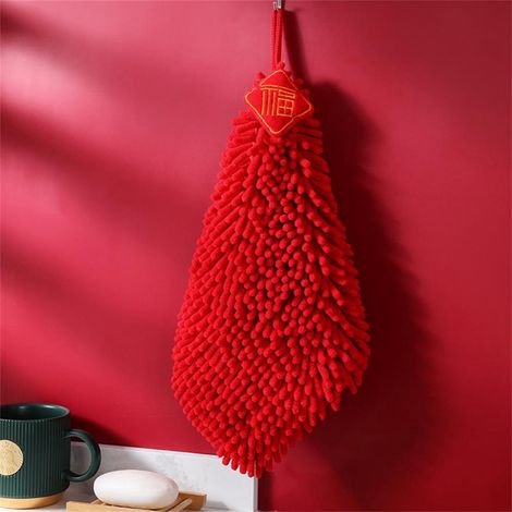 Chiffon De Cuisine - Microfibre Épaisse - Rouge Nouvel An - Séchage Rapide - Accroche Facile - 1 Pièce (1/5)