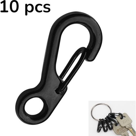 10 piezas, Mosquetón pequeño mini de aleación de zinc negro para exteriores, Hebilla de liberación rápida simple, Clip de mosquetón pequeño mini (1/5)