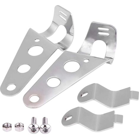 Support de Phare de Moto 2pcs Diamètre de la Fourche 28mm-34mm Moto Support de Phare en Acier Inoxydable(Argent)
