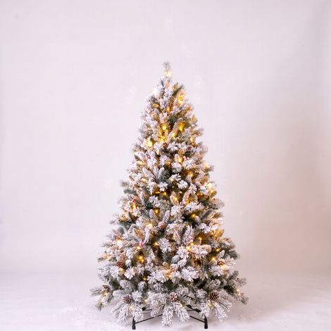 Árbol de Navidad LED Nevado 150com con Piñas y Bolitas Rojas (1/2)