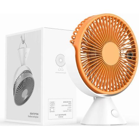 Ventilateur de bureau/plafond rechargeable USB 1500 mAh, 3 vitesses, pour chambre à coucher et camping en plein air (1/4)