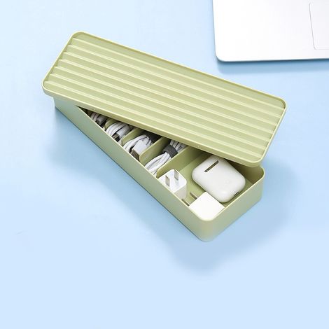1 boîte de rangement en plastique pour câbles écouteurs, de données, de bureau, de papeterie, avec couvercle (1/5)