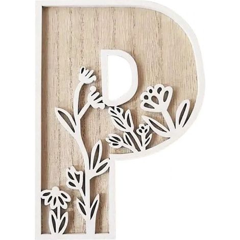 1 Letra decorativa de madera, letra P, 12,5 cm, accesorio de pared, decoración de interiores (1/5)