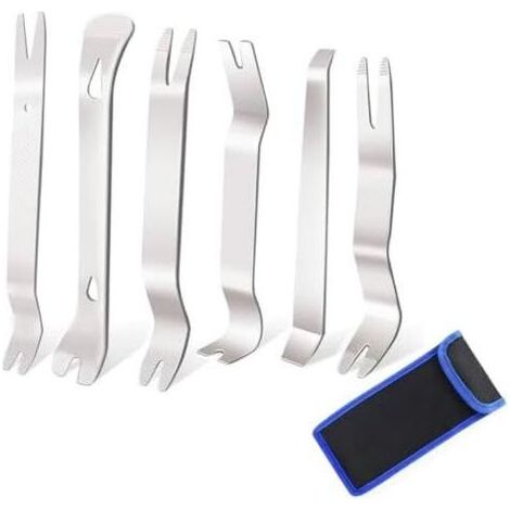 Lot de 6 Cales Garniture + Outil à Levier - en Acier Inoxydable pour Le démontage Voiture revêtement Porte (1/5)