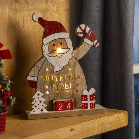 LED Holz Weihnachtsmann+Kalender-M54913-Weihnachtsmann (1/5)