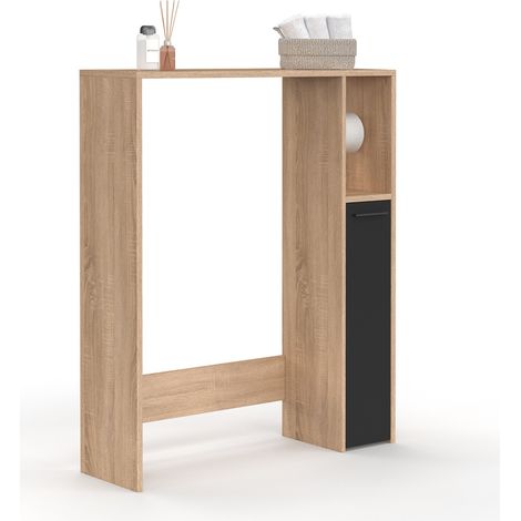 WC-Oberschrank WALLIS mit Schrank in Buche und Schwarz (1/5)