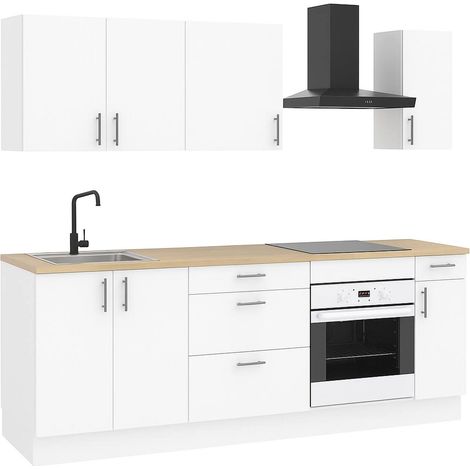 Dmora - Komplette Küche Verbano, Moderne Küchenkomposition, Modular Set für Küche, Funktionelle Küchenlösung, Weiß und Eiche