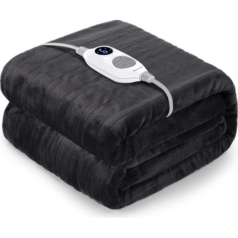 Couverture Chauffante Électrique Flanelle 150x200 cm, 6 Niveaux De Température, 1-10 Heures Arrêt Automatique (1/5)