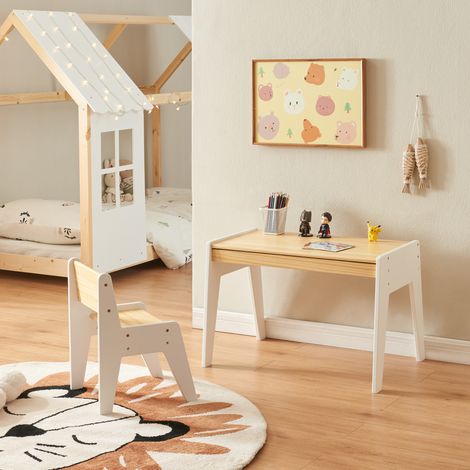 Kinderschreibtisch mit Stuhl Skinnskatteberg Holz/Weiß [en.casa]