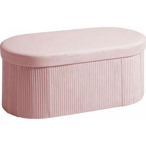 Banc coffre ottoman avec coffre de rangement pliable, 72 L, 76 x 38 x 35 cm, revêtement en velours, coffre de rangement rose