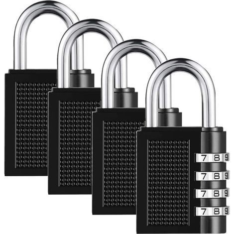 Aiperq 4 Digit Combination Padlock 4 Pack Heavy Duty Combination Code Padlock for Families Schools Businesses Luggage Lockers and Tool Box Silver (1/5)