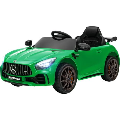 Voiture électrique enfant Mercedes verte 3-5 km/h télécommande lumières musique