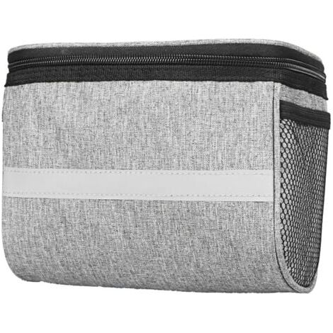 Fahrradlenkertasche - S - 21x13x16.5cm Grau Wasserdichte Fahrradkorbtasche mit Touchscreen Kühlbox Streifen Fahrrad Fronttasche mit Netztasche (1/5)