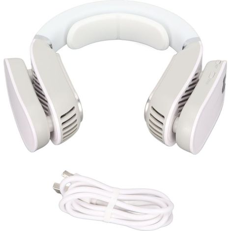 Ventilateur de cou portable 2 en 1, chauffant et rafraîchissant, pour intérieur et extérieur, blanc (1/5)