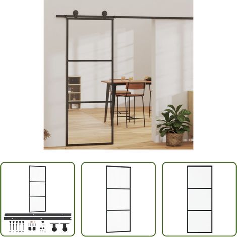 Verre ESG - Porte coulissante et quincaillerie Verre ESG/Aluminium 76x205cm (1/5)