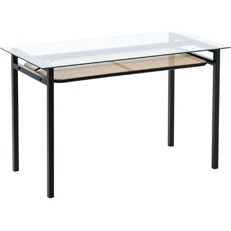 120cm Toughened Glass Rattan Dining table With Shelf (1/5)