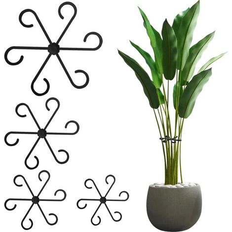 Plant Support Set - 8 Indoor Plant Supports - Monstera Climbing Supports and Plant Supports - Trellises for Indoor Plants, Perennials and Flowers (4, Black) (1/5)