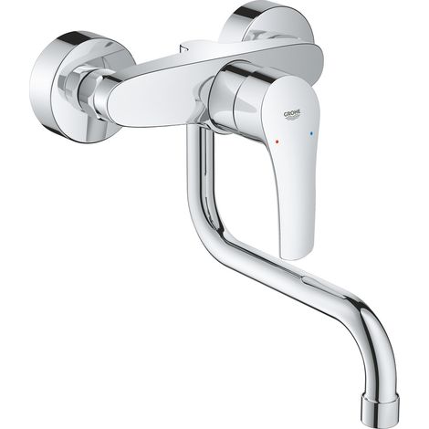 Grohe – Mitigeur de cuisine Eurosmart à une main – Montage mural – Longueur 217 mm – Finition chromée – Bec pivotant 360°