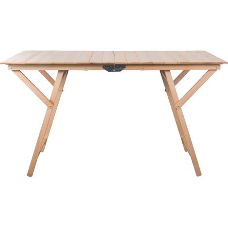 Table pliante en bois de hêtre finition naturelle – 6 places – Dimensions 70x140x72 cm – Idéale pour pique-nique et extérieur – Brixo