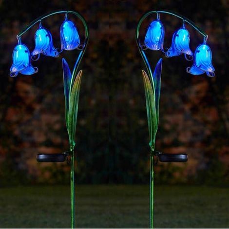 2 x Smart Garden Bluebell Blue Flower Glass Solar Stake Light Garden LED 1012534 (1/3)
