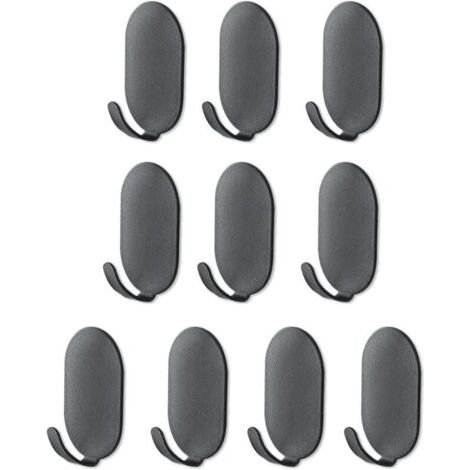 10er-Pack schwarze selbstklebende Haken – schwarze Wandhaken ohne Nägel – selbstklebende Wandhaken für Badezimmer, Küche, Büro, Spüle, Kühlschrank, robuste schwarze Haken FLITI
