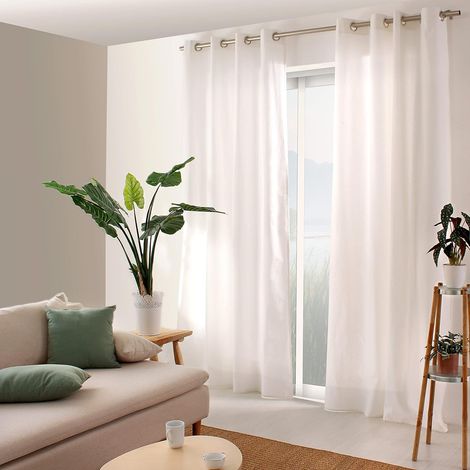 CCYKXACurtain with silver eyelets, 135x240cm, White, Panama Collection (1/5)