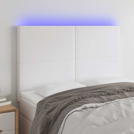 vidaXL Cabecero con luces LED cuero sintético blanco 144x5x118/128 cm (1/5)