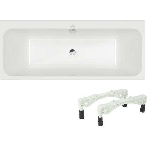 Baignoire droite 170 x 75 VILLEROY & BOCH Architectura + Pieds + Vidage de baignoire WIRQUIN chromé