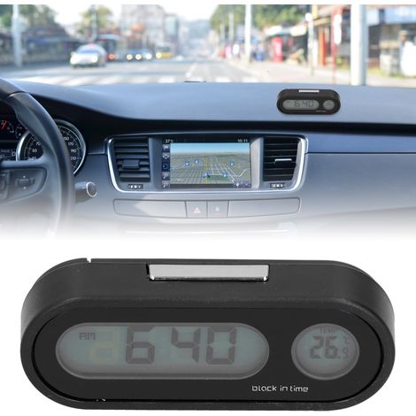 Mini-Autouhr mit Beleuchtung, elektronische Borduhr, Zeitanzeige, hintergrundbeleuchtetes Thermometer, Belüftung. (1/5)