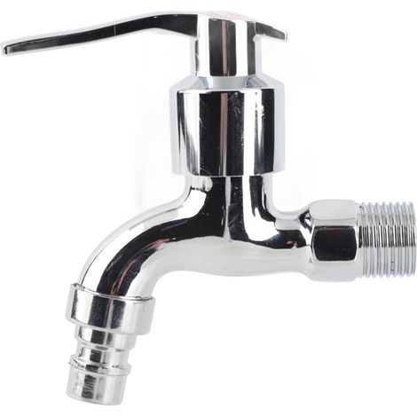 Grifo mural para lavadora G1/2" de zinc plateado, 172 g, grifo monomando de agua fría, elegante y duradero. (1/5)