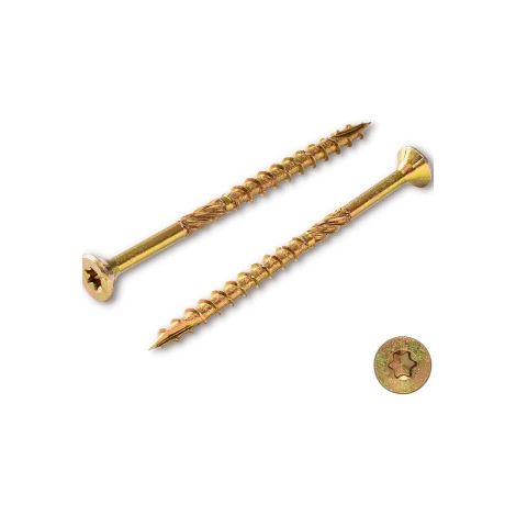 Holzschrauben mit Torx-Antrieb (5.0 x 100 mm bis 200 Stücke) Holzschrauben mit TX-Sockel-Spanplattenschrauben Gelb verzinkt mit Senkschrauben für Dachkonstruktionen mit Universalschrauben
