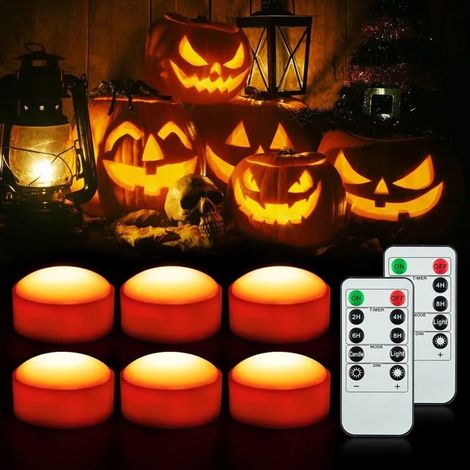 Lot de 6 Lanternes LED Citrouille avec Télécommande (1/5)