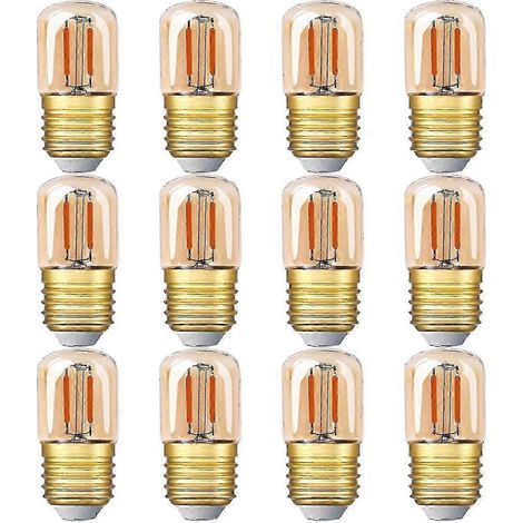 Filiyano-Lot de 12 mini ampoules LED T28 1W culot à vis E27, blanc chaud 2200K, verre ambré, 220 V (1/3)