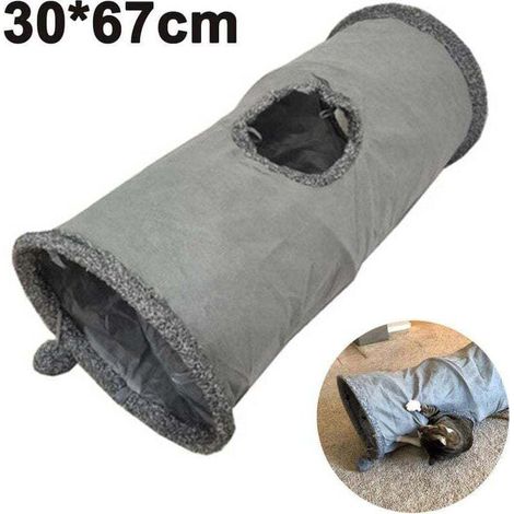 Faltbarer Katzentunnel, strapazierfähiger Wildleder-Spieltunnel mit Ball und Loch, für Katzen, Kaninchen, Kätzchen, Welpen und Kleintiere (1/4)