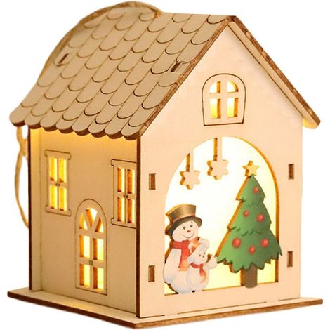 Maison En Bois - Maison Lumineuse À Monter Soi-Même Pour Décoration De Noël - Idéale Pour Arbre De Noël Et Scène Hivernale - 1 Pièce (1/4)