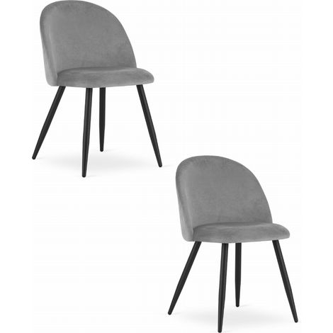 Silla BELLO - terciopelo gris claro / patas negras x 2 (1/5)