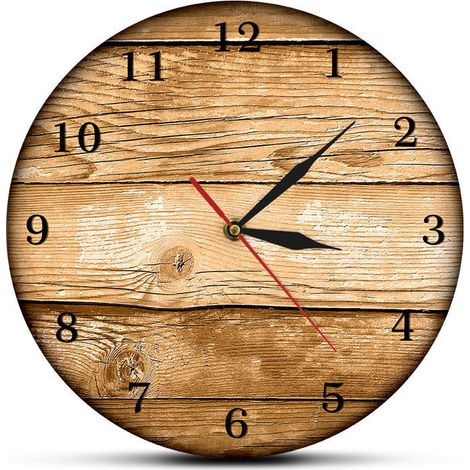 Horloge murale, en bois, 100 % silencieuse sans tic-tac, diamètre 33 cm, design, pour salon, chambre et cuisine (1/5)