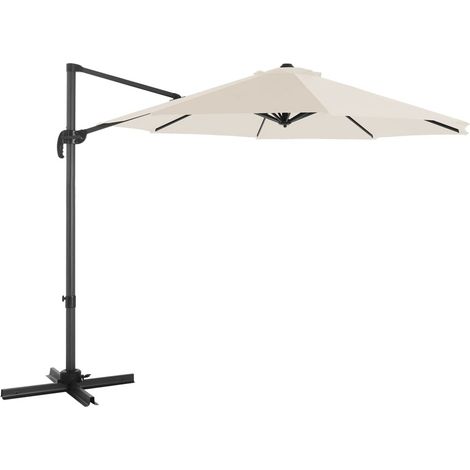 Ombrellone da giardino decentrato orientabile a 360° diametro 3 m protezione solare UPF 50+ inclinazione regolabile con apertura a manovella base beige 120001781 (1/4)