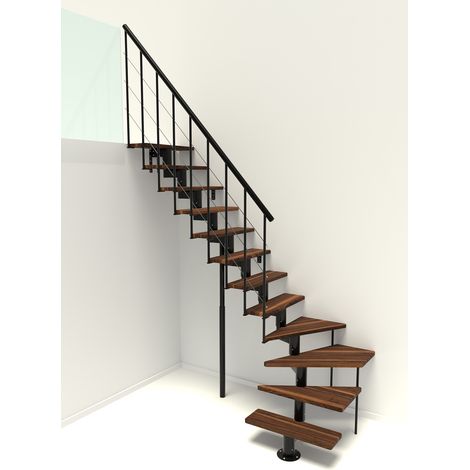 Minka Mittelholmtreppe Comfort Top Turn 37 - 312cm Geschosshöhe Walnuss Schwarz