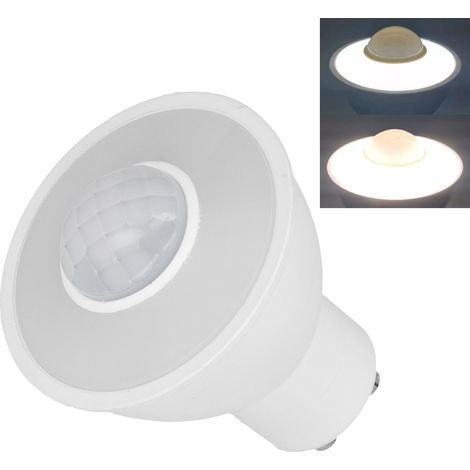 GU10-LED-Lampe mit Infrarot-Körpersensor, 5 W, 500 lm, für Decken/Flure, AC 100–240 V, weißes Licht (1/5)