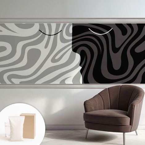 Papier peint intissé décoratif avec motifs pour salon et chambre a motif - Colle incluse gratuite Visages abstraits 250x104 cm (1/5)