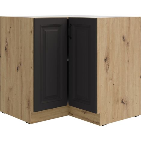 Eckunterschrank 90x90 cm Stilo Grau Eiche Artisan Küchenzeile Küchenblock Küche (1/5)
