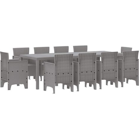 Maison Exclusive - Set da Pranzo per Giardino 11 pz Grigio chiaro Polipropilene (1/5)