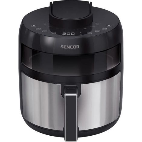 Sencor Friggitrice ad Aria Air Fryer, Capacità di 5L, 1500W, Sistema di Friggere senza Olio, Tecnologia di Circolazione d'Aria Veloce, Display a LED, Controllo Tattile, 8 Programmi Preimpostati, Nero (1/5)